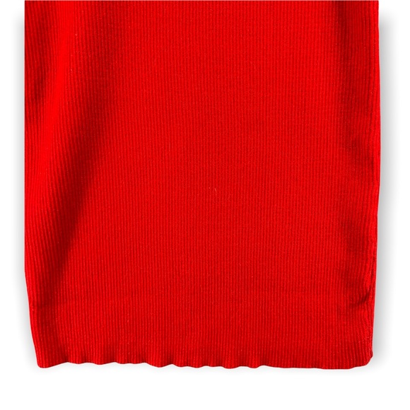 MAIN STRIP V Neck Sweater Dress Red Ribbed Knit Long Sleeve Womens Medium - Picture 12 of 12